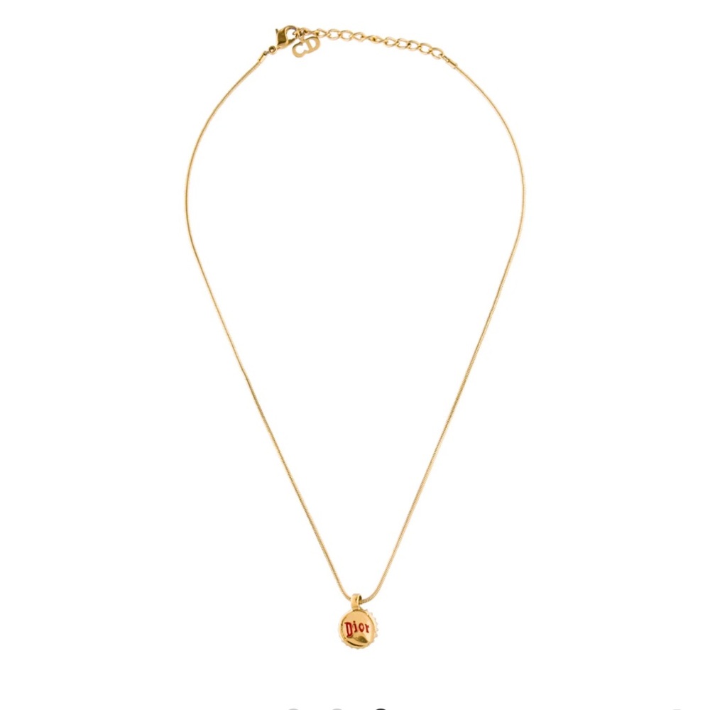 Christian Dior Enamel Bottle Cap Pendant Necklace